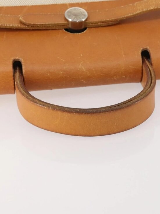 HERMES Herbag Ad PM Backpack Canvas Leather 2way Beige Silver Auth 172481 main image 6